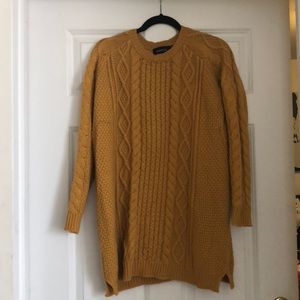 MINKPINK Oversized Mustard Cable-knit Sweater